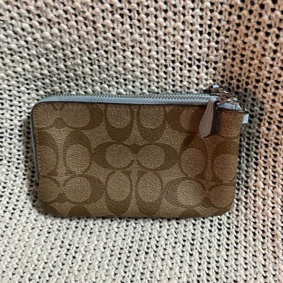 Coach Brown and Blue Two Compartment Wristlet - Picture 2 of 8